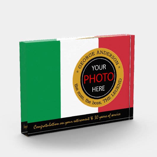 Italiaanse vlag Foto Block & Italy / name badge (Links)