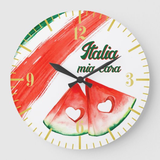 Italiaanse vlag geïnspireerd op Wall Clock Grote Klok (Voorkant)