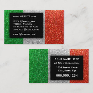 Italiaanse vlag Glitter Professional Executive Visitekaartje