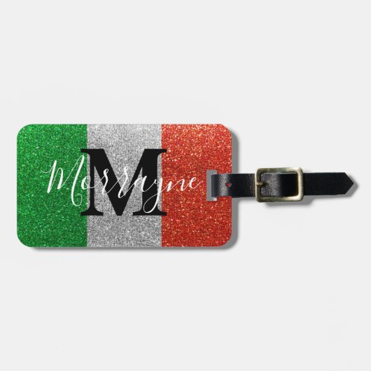 Italiaanse vlag Glitter Rome Venice Italië reizen Bagagelabel (Voorkant horizontaal)