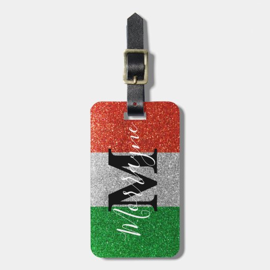 Italiaanse vlag Glitter Rome Venice Italië reizen Bagagelabel (Voorkant verticaal)