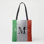 Italiaanse vlag Glitter Rome Venice Italië reizen Tote Bag (Voorkant)