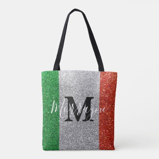 Italiaanse vlag Glitter Rome Venice Italië reizen Tote Bag (Achterkant)