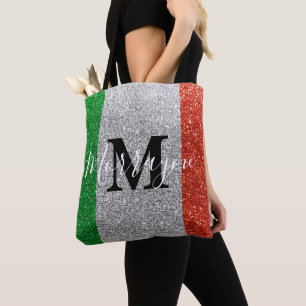 Italiaanse vlag Glitter Rome Venice Italië reizen Tote Bag