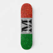Italiaanse Vlag Glitter Sparkly Monogrammed Persoonlijk Skateboard (Voorkant)