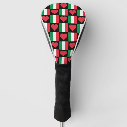Italiaanse vlag Golf Lover Heart Pattern Golfheadcover (Voorkant)