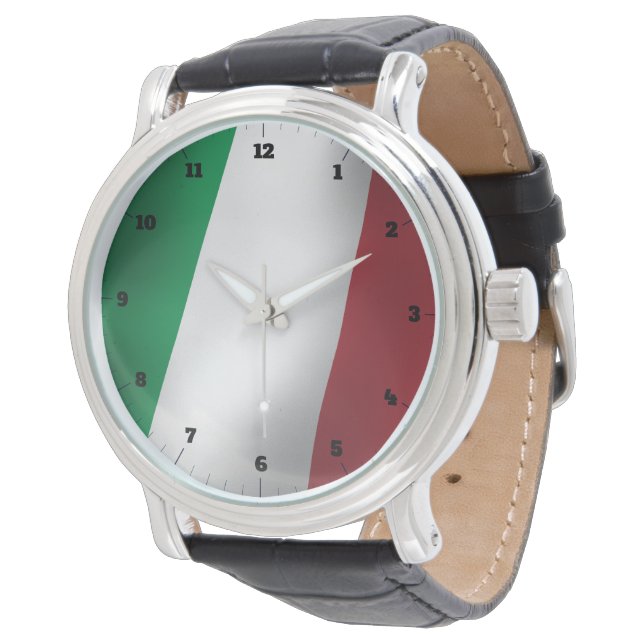 ITALIAANSE VLAG GREEN WHITE RED WATCH HORLOGE (Gekanteld)