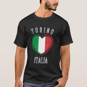 Italiaanse Vlag Hart Turijn Stad T-shirt