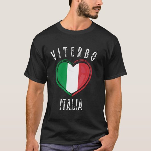 Italiaanse vlag Hart Viterbo Stad T-shirt (Voorkant)