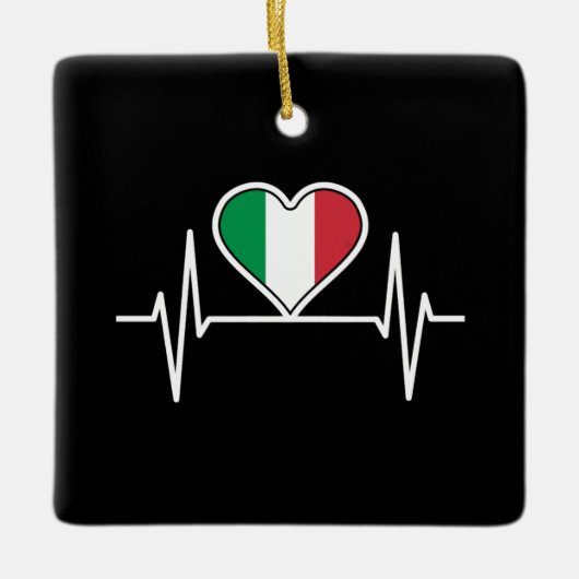 Italiaanse vlag: hartslag keramisch ornament (Voorkant)