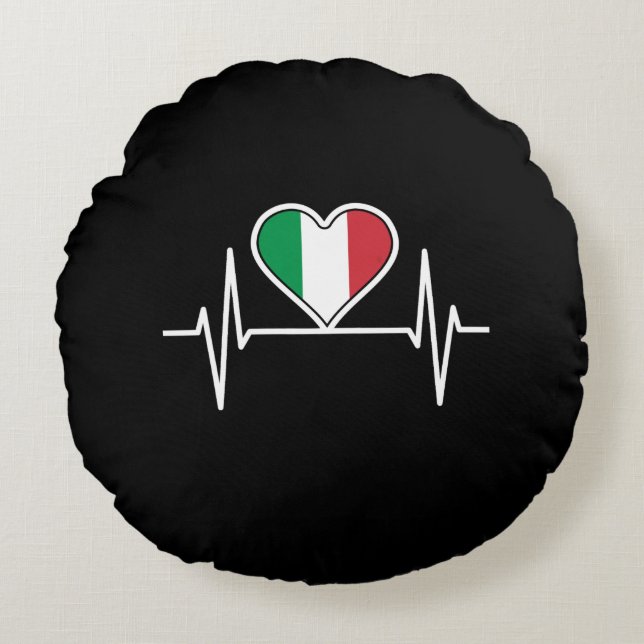 Italiaanse vlag: hartslag rond kussen (Voorkant)