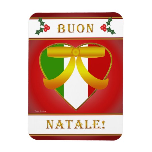 Italiaanse vlag Heart Buon Natale (Kerstmis) Magne Magneet (Verticaal)