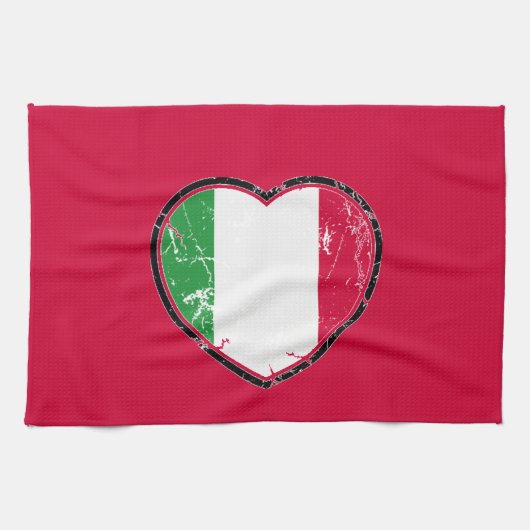 Italiaanse vlag Heart Kitchen Towel Theedoek (Horizontaal)