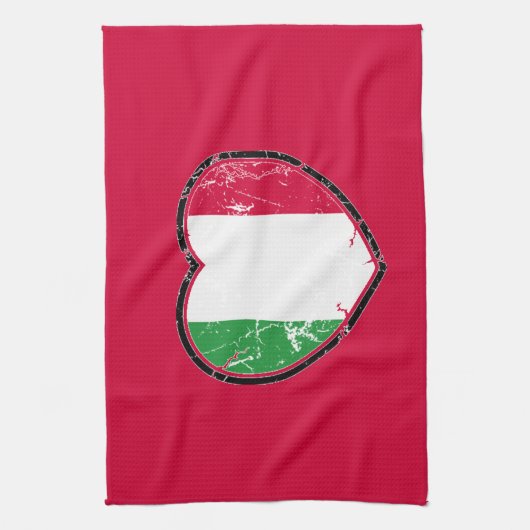 Italiaanse vlag Heart Kitchen Towel Theedoek (Verticaal)