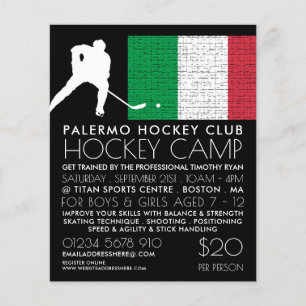 Italiaanse vlag, Hockey Player, Camp Adverteren Flyer