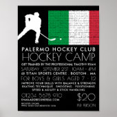 Italiaanse vlag, Hockey Player, Camp Adverteren Poster (Voorkant)