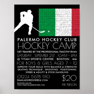 Italiaanse vlag, Hockey Player, Camp Adverteren Poster