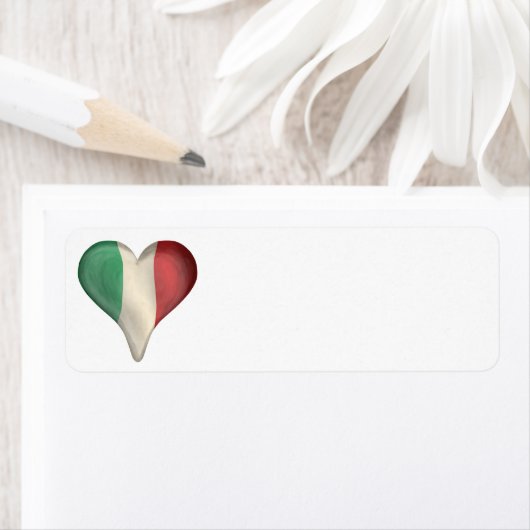 Italiaanse vlag in een hart etiket (Insitu)