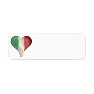 Italiaanse vlag in een hart etiket