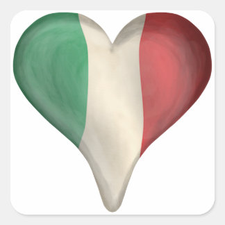 Italiaanse vlag in een hart vierkante sticker
