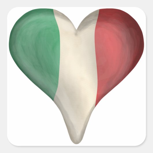Italiaanse vlag in een hart vierkante sticker (Voorkant)