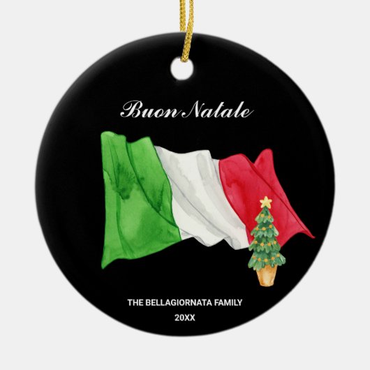 *~* Italiaanse vlag Italië Buon Natale Fotokerstmi Keramisch Ornament (Voorkant)