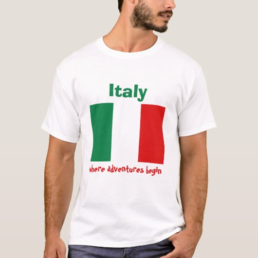 Italiaanse vlag + kaart + tekst T-shirt (Voorkant)