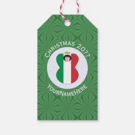 Italiaanse vlag kerst engel gepersonaliseerd cadeaulabel