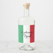 Italiaanse vlag kleuren bruiloft likeurfles etiket (Voorkant)