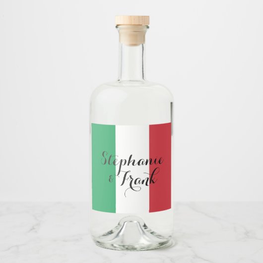 Italiaanse vlag kleuren bruiloft likeurfles etiket (Voorkant)
