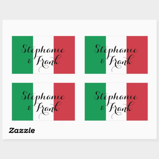 Italiaanse vlag kleuren bruiloft rechthoekige sticker (Vel)