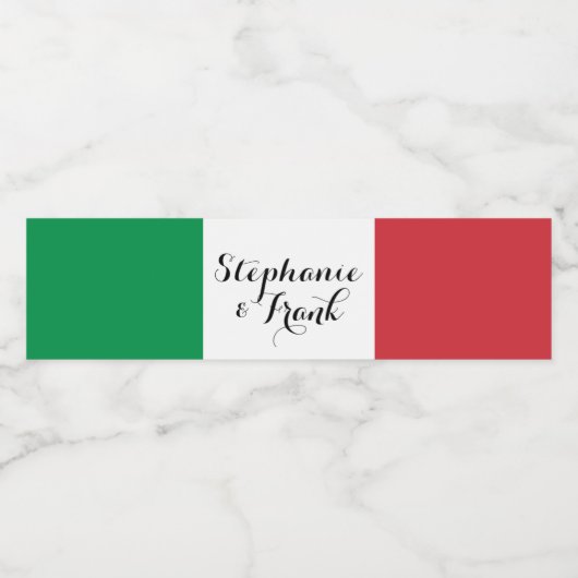 Italiaanse vlag kleuren bruiloft waterfles etiket (Enkel label)