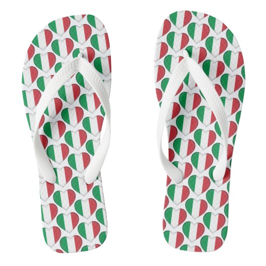 Italiaanse vlag kleuren harten patroon patriottisc teenslippers (Voetbed)