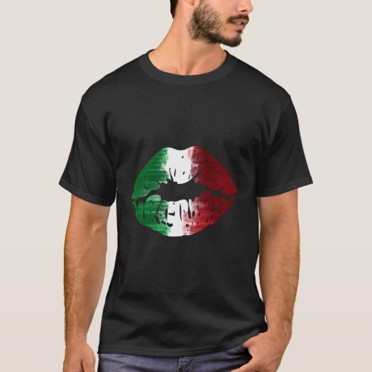 Italiaanse vlag kus me ik ben Italiaanse lippen T-shirt (Voorkant)