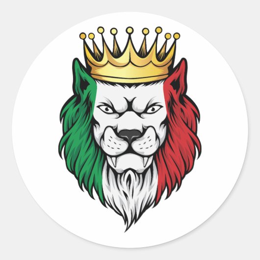 Italiaanse vlag Lion King Ronde Sticker (Voorkant)
