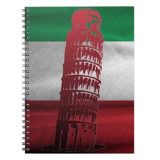 Italiaanse vlag met een hint van Pisa - notebook Notitieboek (Voorkant)