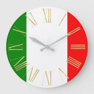 Italiaanse vlag met Gold Roman Numerals Grote Klok