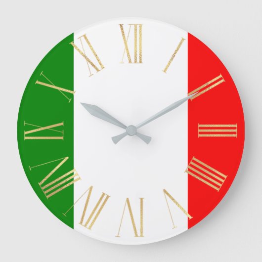 Italiaanse vlag met Gold Roman Numerals Grote Klok (Voorkant)
