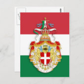 Italiaanse vlag met insignes van het Koninkrijk It Briefkaart (Voorkant / Achterkant)