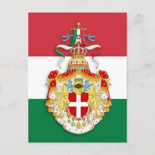 Italiaanse vlag met insignes van het Koninkrijk It Briefkaart (Voorkant)