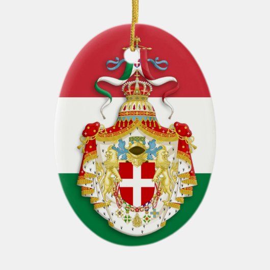 Italiaanse vlag met insignes van het Koninkrijk It Keramisch Ornament (Voorkant)