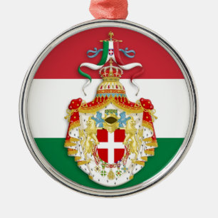 Italiaanse vlag met insignes van het Koninkrijk It Metalen Ornament