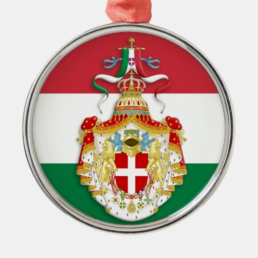 Italiaanse vlag met insignes van het Koninkrijk It Metalen Ornament (Voorkant)