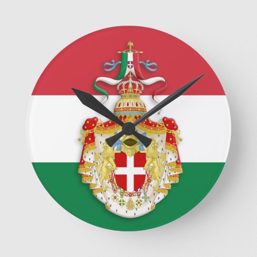 Italiaanse vlag met insignes van het Koninkrijk It Ronde Klok (Voorkant)