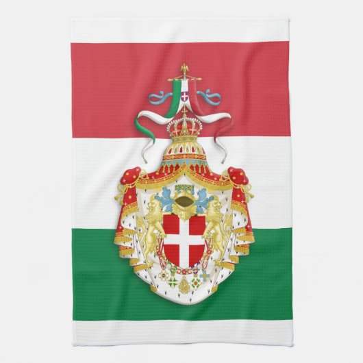 Italiaanse vlag met insignes van het Koninkrijk It Theedoek (Verticaal)