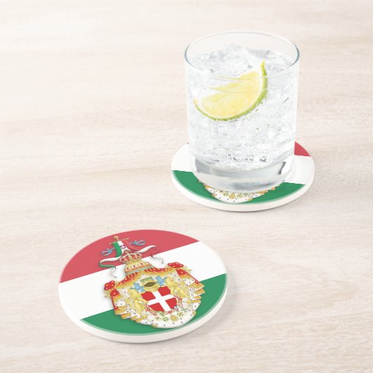 Italiaanse vlag met insignes van het Koninkrijk It Zandsteen Onderzetter (Zijkant)