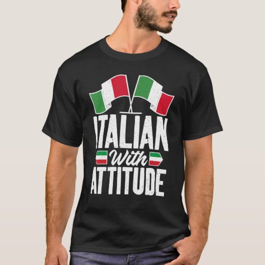 Italiaanse vlag met Italiaanse standplaats T-shirt (Voorkant)