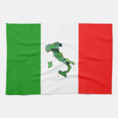 Italiaanse vlag met kaart van Italië Theedoek (Horizontaal)