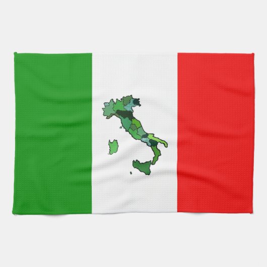 Italiaanse vlag met kaart van Italië Theedoek (Horizontaal)