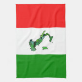 Italiaanse vlag met kaart van Italië Theedoek (Verticaal)